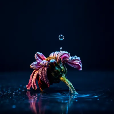 Wilted Flower Revived by Gentle Water Drops