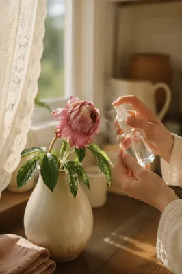 Reviving Pink Flower in Morning Light