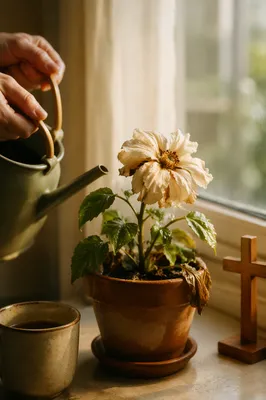 Wilted Flower Renewed by Morning Water