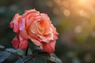 Reviving Coral Rose With Morning Dew