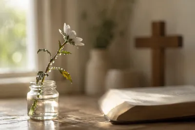 Reviving Wildflower with Morning Water Drops