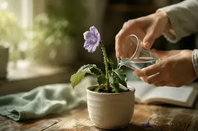 Reviving Lavender Flower with Morning Water Drops
