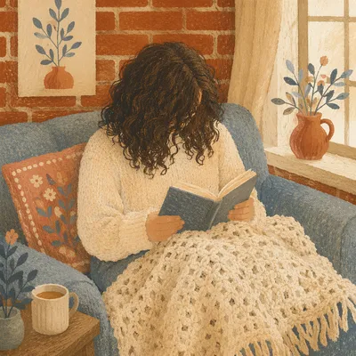 Cozy Woman Reading Bible Under Blanket