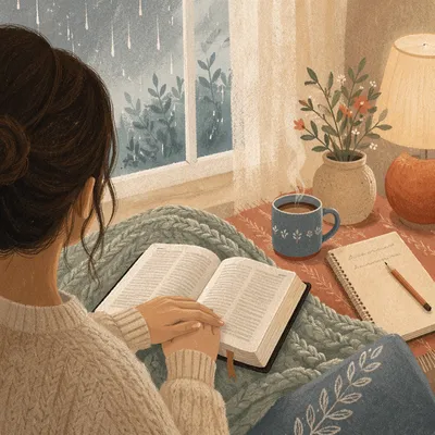 Quiet Morning Bible Devotion with Cozy Blanket