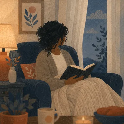 Peaceful Woman Reading Bible at Dusk