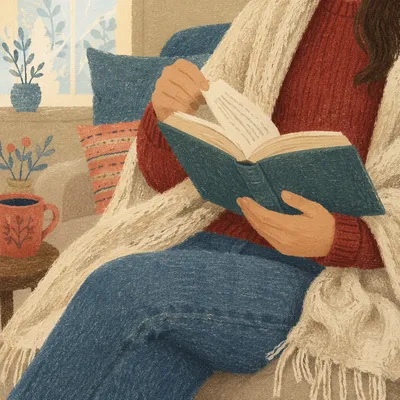 Cozy Woman Quiet Time with Bible