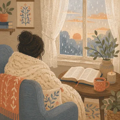 Cozy Morning Bible Quiet Time by Window