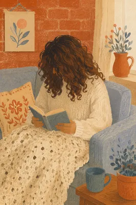 Woman Reading Bible Under Cozy Blanket