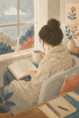 Cozy Morning Bible Devotion by Rainy Window