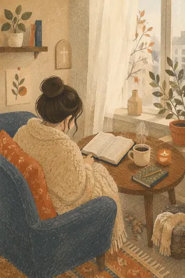 Cozy Morning Bible Devotion by Window