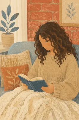 Cozy Woman Reading Bible at Home