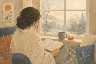 Cozy Morning Bible Devotion by Window