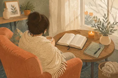 Cozy Morning Bible Devotion with Blanket