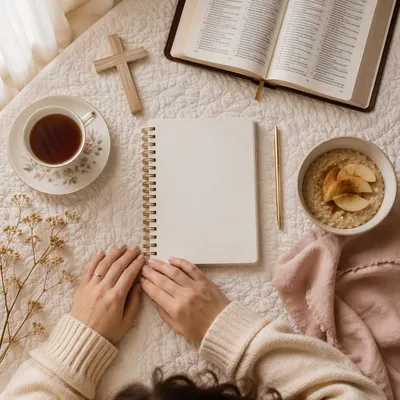 Cozy Morning Bible Quiet Time Flat Lay