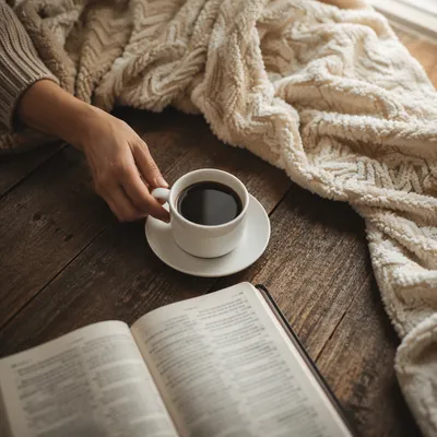 Cozy Quiet Time with Bible and Coffee