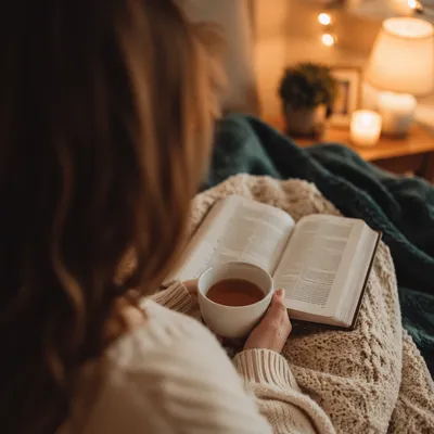 Cozy Morning Devotion with Bible and Tea