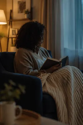 Woman Reading Bible in Cozy Quiet Time