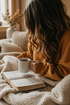 Cozy Morning Reading on Sofa