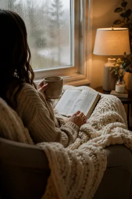 Cozy Morning Bible Devotion by Rainy Window