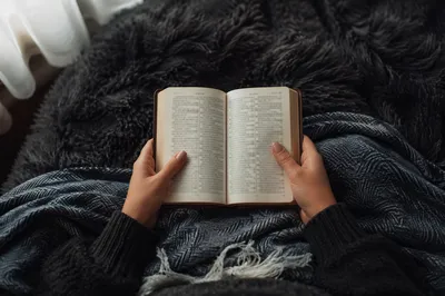 Cozy Woman Quiet Time Bible Devotion