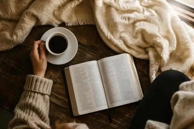 Cozy Morning Coffee and Open Bible