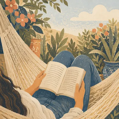 Peaceful Garden Reading in a Hammock