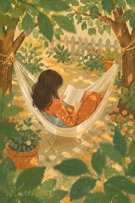 Peaceful Garden Hammock Reading Moment