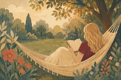 Peaceful Garden Reading in a Hammock