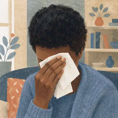 Tender Moment of Wiping Tears