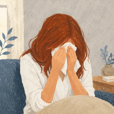 Woman Wiping Tears in Quiet Comfort