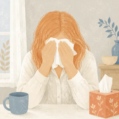 Woman Wiping Tears in Quiet Comfort