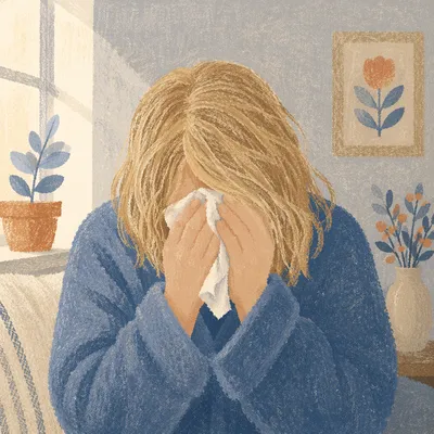Woman Finding Comfort While Wiping Tears
