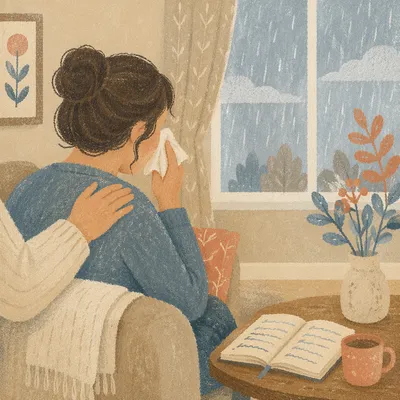 Tender Comfort by a Rainy Window