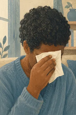 Woman Wiping Tears in Quiet Comfort