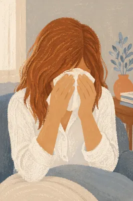 Woman Finding Comfort While Wiping Tears