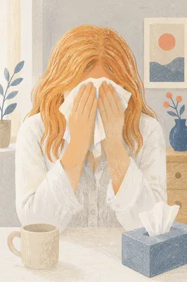 Woman Wiping Tears in Quiet Home