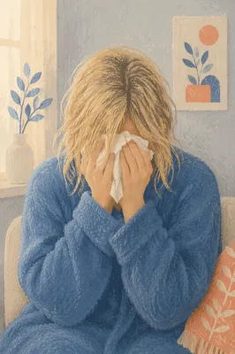Woman Wiping Tears in Quiet Comfort