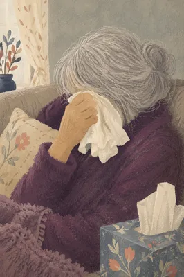 Older Woman Wiping Tears in Quiet Comfort