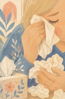 Woman Wiping Tears in Quiet Comfort