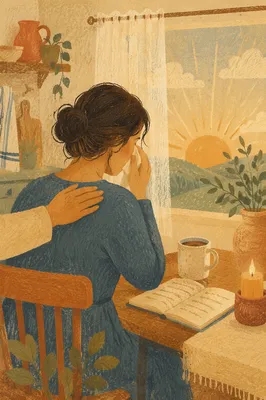 Woman Comforted While Wiping Morning Tears