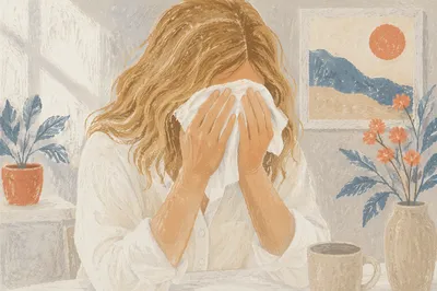 Woman Finding Comfort While Wiping Tears