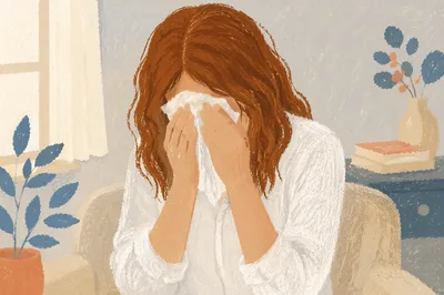 Woman Wiping Tears in Quiet Comfort
