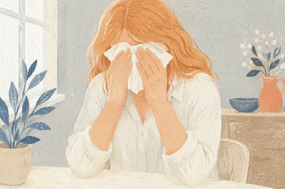 Woman Wiping Tears in Quiet Comfort