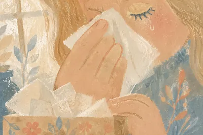 Woman Wiping Tears in Gentle Comfort