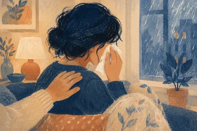 Comforting Support for Woman in Tears