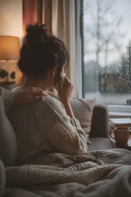 Woman Wiping Tears with Quiet Comfort