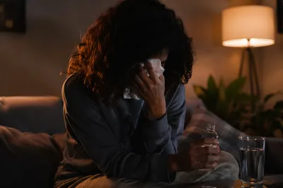 Comforting Tears in a Quiet Evening Home