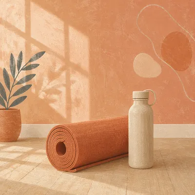 Terracotta Yoga Mat With Water Bottle
