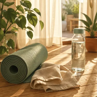 Sunlit Yoga Mat and Water Bottle