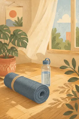 Sunlit Yoga Mat and Water Bottle